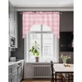 thumbnail image 3 of Pink Plaid Swag Valances for Windows, Small Curtains Drapes, Modern Art Checkered Farmhouse Kitchen Window Curtains Over Sink Rod Pocket Window Treatment Valance for Bedroom/Bathroom 56"x36", 3 of 5