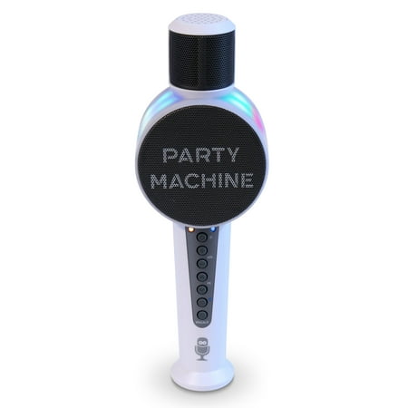 The Singing Machine Party Microphone Instrument with Bluetooth and Voice Changers, White