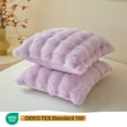 thumbnail image 3 of LIFEREVO 2 Pieces Fluffy Faux Rabbit Fur Throw Pillow Covers, Luxury Plush Shaggy 18x18 Bubble Cushion Covers with Zipper, Light Purple Decorative Furry Fuzzy Pillow Shams Bed Couch Sofa, Lavender, 3 of 7