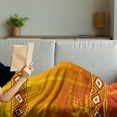 thumbnail image 3 of African Soft Flannel Fleece Throw Blanket, Theme Grunge Ornaments with Geometric Pattern Print, Cozy Plush for Indoor and Outdoor Use, 50" x 70", Orange and Marigold, by Ambesonne, 3 of 5