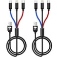 thumbnail image 2 of Cable Cargador Aioneus USB 3 en 1 Nailon Carga Rápida Tipo C Micro USB Lightning 1.2M 2 Pack, 2 of 9