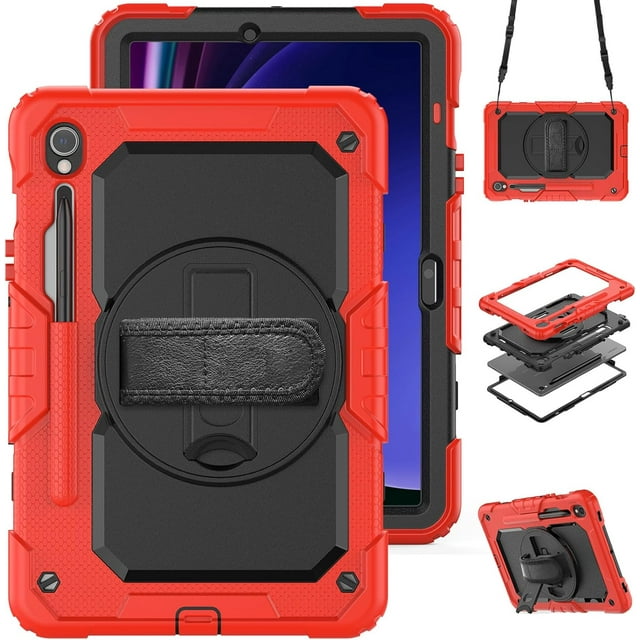 Funda para Samsung Galaxy Tab S10 Lite/ S10 FE/ S9 FE 10.9 pulgadas/Tab S9 11 pulgadas, funda protectora resistente a prueba de golpes con protector de pantalla, soporte giratorio de 360°