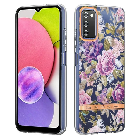Allytech Samsung Galaxy A03S Case Clear, Flower Series Crystal Clear Back Cover Flexible TPU Silicone Shockproof Drop Proof Anti-yellow Protection Case Cover for Galaxy A03S, Peony