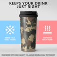 thumbnail image 5 of 18oz Travel Coffee Mug, 316 Stainless Steel Vacuum Insulated Tumbler with 2-in-1 Straw Lid & Strap, Camouflage Print, 5 of 6