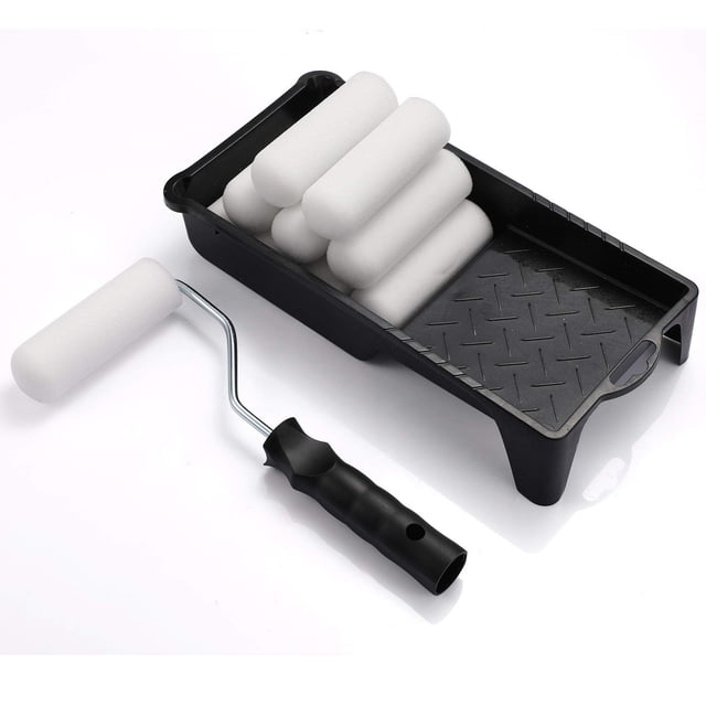 Juego de rodillos de pintura NANJA Foam, 10 recambios de 4 pulgadas con marco