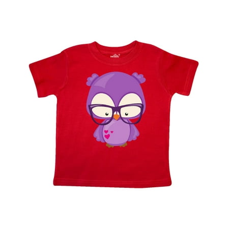 

Inktastic Valentine s Day Owl Purple Owl Glasses Hearts Gift Toddler Boy or Toddler Girl T-Shirt