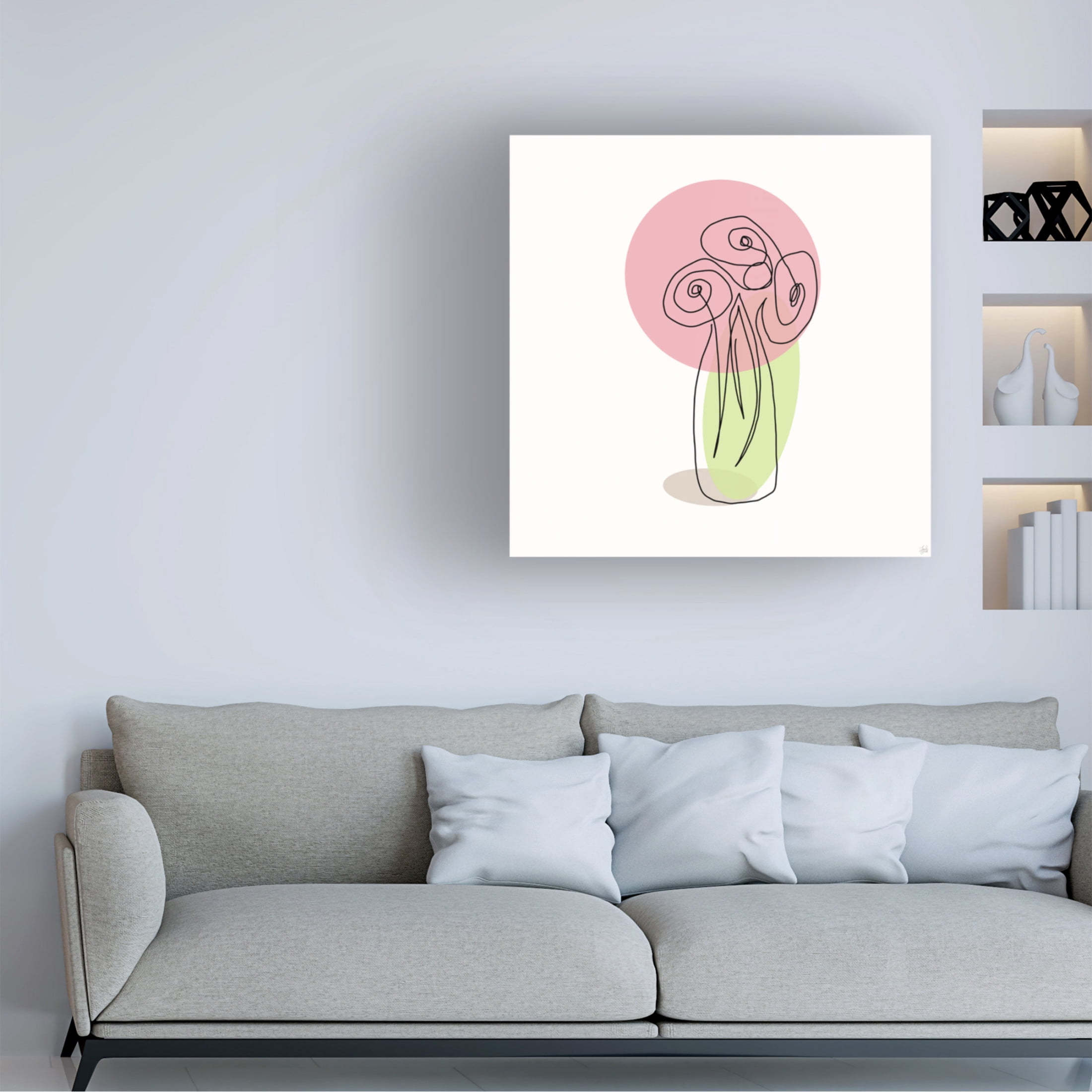 Canvas Wall Art - Line and Brush 'Line Modern 3' Wall Art for Living Room, Bedroom, or Office Décor by Trademark Fine Art - 24 x 24 Inches