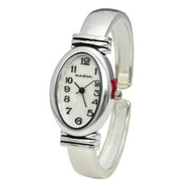 Blekon Collections Women’s 22mm Oval Case Brushed Silver Bangle Cuff Watch