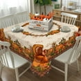 thumbnail image 2 of Thanksgiving Turkey Tablecloth Vintage Fall Pumpkin Table Cloth for Kitchen Decoration - 60" X 60" Square, 2 of 5