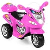 Best Choice Products 6V Kids Battery Powered 3-Wheel Motorcycle Ride On Toy w/ LED Lights, Music, Horn, Storage - Pink