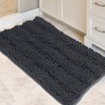 thumbnail image 1 of Bathroom Rugs, Soft Chenille Bath Mat, Super Absorbent Water Bath Rugs, Striped Pattern Bath Mats for Bathroom Non Slip, Machine Washable, Bath Mats for Indoor and Bathroom Floor, 32"x20" Deep Grey, 1 of 6