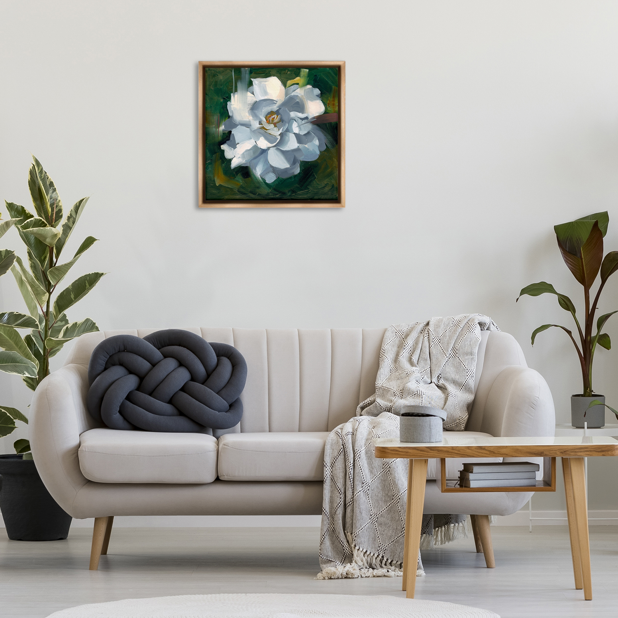 Stupell Industries Paint Streaked Flower Botanical & Floral Painting Brown Floater Framed Art Print Wall Art, 25 x 25