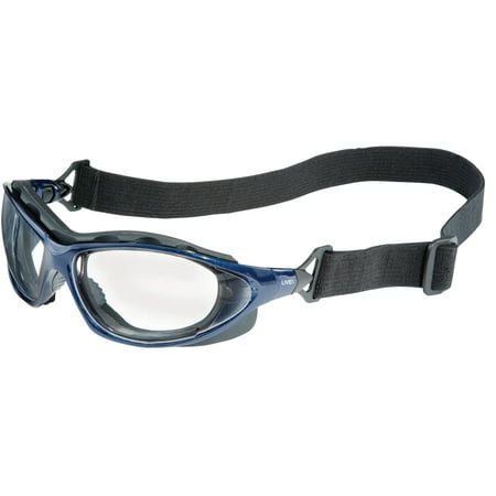 Eyewear Clear Frame - Honeywell Uvex Seismic Sealed Eyewear, Clear Lens, Polycarbonate, HC, Metallic Blue Frame
