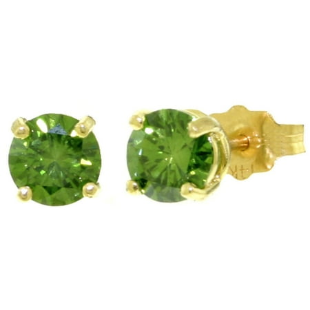 ALARRI 1 Carat 14K Solid Gold Stud Earrings 1.0 Carat Natural Green Diamond.