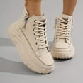 thumbnail image 2 of Women's Chunky High Top Fashion Sneakers with Side Zipper Casual Platform Lace up Dad Walking Canvas Shoes, 2 of 9