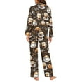 thumbnail image 6 of DISNIMO Women's Pajama Sets Coffee Printed 2 Piece Pj Lounge Sets with Pockets Long Sleeve Button Down Nightwear with Matching Pajama Pants Soft V Neck Loungewear Nightwear, 2XL, 6 of 7
