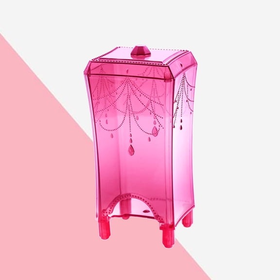 AURARMLET Cotton Pad Organizer Container Dust-Proof Transparent Pink for Storage 1Pc