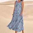thumbnail image 3 of Vestido de Verano para las Mujeres sin Mangas Lino-Look Impreso Maxi, Suelto Fluido Y Vestido Sexy de Moda para las Mujeres, 3 of 4