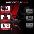 thumbnail image 6 of YERAIRR Red and Black Gaming Chair for Adults and Teens, PU Leather, Adjustable Height, 360° Swivel, 300 lb Capacity, 6 of 12