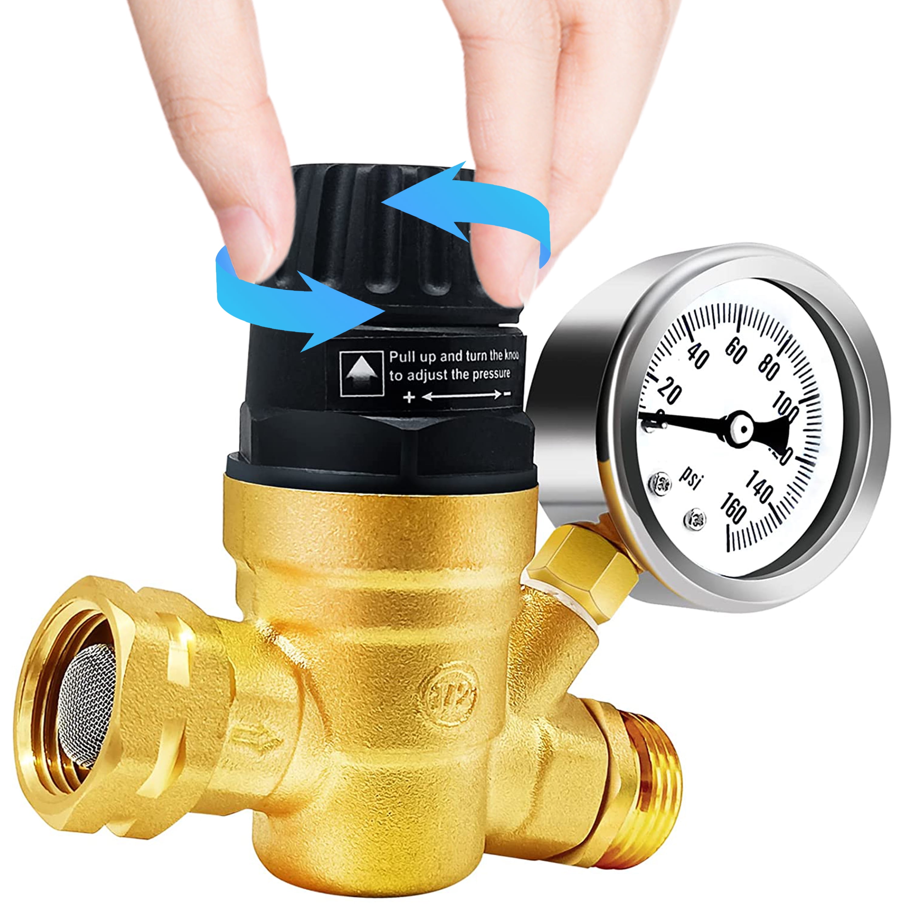 Adjustable Water Regulator, Brass, Lead-Free, Carded 