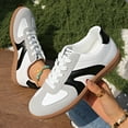 thumbnail image 4 of Sneakers for Women Fashion Splice Suede Antislip Skate Shoes Classic Vintage Trainers Tennis Shoes Casual Flat Walking Shoes Black Size 8, 4 of 8