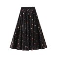 thumbnail image 1 of Jupe de Noël pour Femmes, Jupe de Table à Franges Roses, Ensemble Crayon Mini pour Garçons, Floral Décontracté pour l'Été, Design Réversible Polyvalent pour Tenues Quotidiennes, Noir Taille Unique, 1 of 6