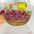 thumbnail image 6 of Mela Artisans Large Gold Wire Fruit Basket Kitchen Counter - Gurez Valley Design, Decorative Round Wire Basket, Modern Metal Vegetable & Fruit Bowl, Cute Farmhouse Table Décor, 12”x4.5”x 6”, 6 of 7