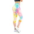 thumbnail image 4 of LAVA Tie Dye Leggings for Women High Waisted Butt Lifting Scrunch Yoga Pants Workout Textured Capri（Yellow， S), 4 of 7