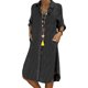 thumbnail image 5 of Vestido camisero con solapa para mujer vestido elegante de mezclilla desgastado vestido camisero de verano, 5 of 6