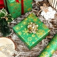thumbnail image 5 of Flyhill Kraft Christmas Green Wrapping Paper,Gold Luxury Snowflake Metallic Gold Embossed Foil Gift Wrap Roll Design for Holiday, Party,Celebration, New Year (17 Inch X 32.8 Feet), 5 of 13