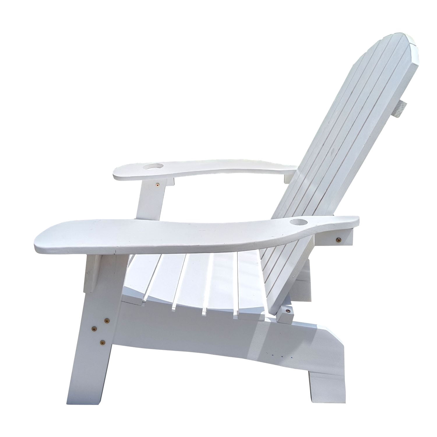 Resenkos Indoor/Outdoor Wood Adirondack Chair, Polywood Adirondack Chair with Hole to Hold Umbrella on The Arm, White