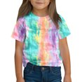 thumbnail image 2 of MKOSPLRT 3-14 Years Short Sleeve Shirts for Kids Tie Dye Girls Tops Crew Neck Boys T-Shirts Funny Color Block Tees Gifts for Kid, 2 of 9