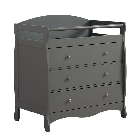Ktaxon Table à Langer à 3 Tiroirs, Station à Langer pour Nourrisson en Bois, Commode pour Bébé pour la Chambre de Bébé, (Gris)