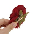 thumbnail image 4 of Unique Bargains 2 Pcs Hair Clip Grace Artificial Flower Peony Duckbill Clip Wine Red, 4 of 5