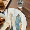 thumbnail image 4 of Round Placemats Watercolor Ombre Yellow Blue Feather 15 inch Set of 6 Table Mats for Dining Table Wood Grain Heat Resistant Non-Slip Kitchen & Home Decorative Place Mat Set, 4 of 8