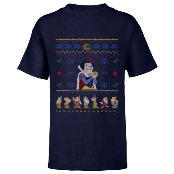 Disney Princess Snow White Christmas Sweater - Short Sleeve T-Shirt for Kids - Customized-Navy