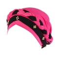 thumbnail image 1 of PMVFHDE Women Ruffle Turban Wrap Cap With Pearl Beading Solid Color Hats For Women Hot Pink, 1 of 8