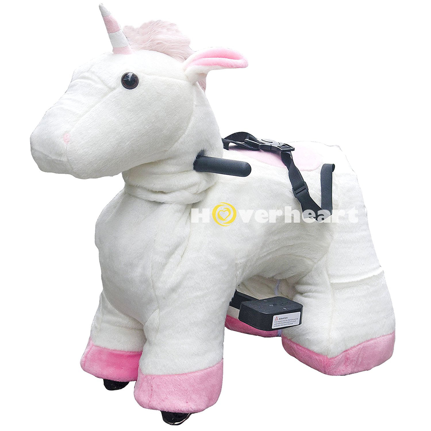 with Safety Belt HOVER HEART Rechargeable 6V/7A Plush Animal Ride On Toy with Bottom LED Light for Kids 3~7 Years Old 