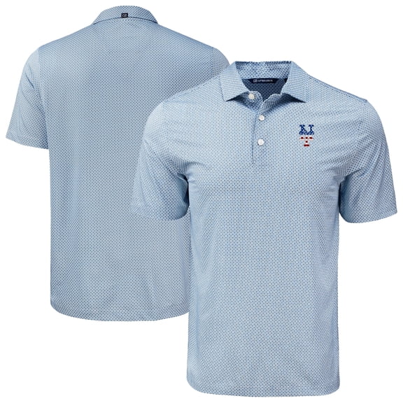 Men's Cutter & Buck Navy New York Mets  Pike Eco Diamond Dot Print Polo