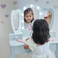 thumbnail image 4 of Teamson Kids Heart-Shaped Wooden Vanity Set with LED Lights, Triple Mirror & Storage Drawers, Blue, 4 of 7