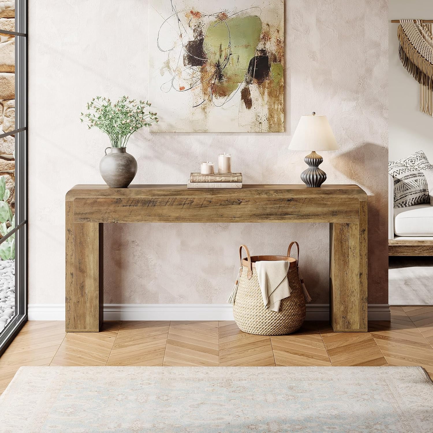 Tribesigns 70.9-Inch Extra Long Console Table, Rustic Wooden Sofa Table Behind Couch for Living Room, Entryway, Hallway, Foyer (Brown)