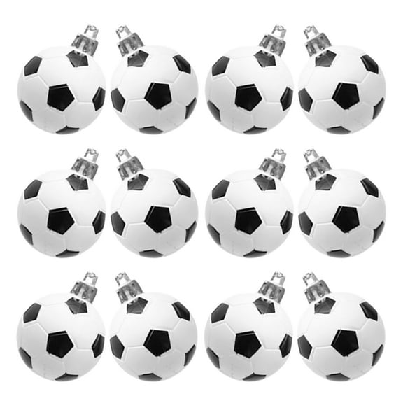 WRITWAA 24Pcs Christmas Soccer Ornaments Plastic Hanging Decorations for Holiday Tree Festive Party