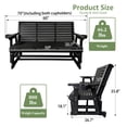 thumbnail image 2 of Fortune Candy Wood 5 ft. Patio Glider 3-Seater with Cup Holders and High Roll Back, Heavy Duty 800 lbs,  for Outdoor Patio Garden, Black, 2 of 6