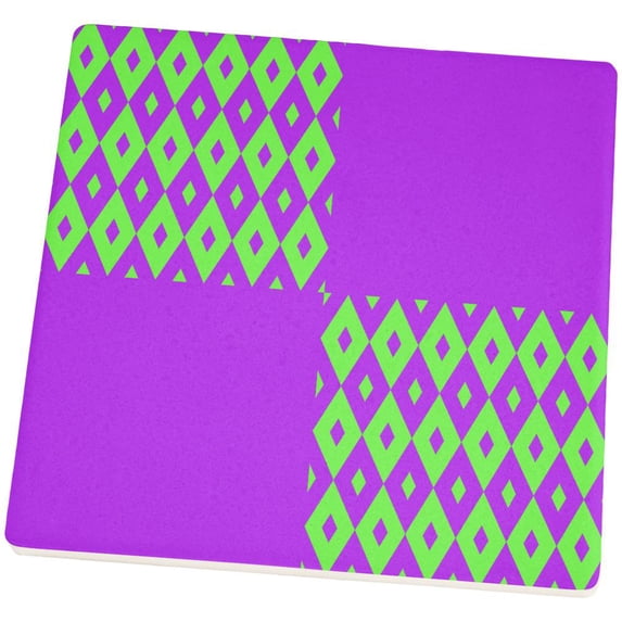 Mardi Gras Party Purple and Green Set of 4 Square Sandstone Coasters
