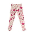 thumbnail image 7 of COEQINE Pink Heart Beige Girls Leggings Buttery Soft Yoga Pants Full Length High Waist Tummy Control for Jogging Running for 4-5 Years Kids Girls for Valentines Day, 7 of 7