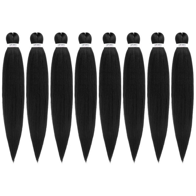 Braiding Hair DIFUNEE, preestirado, 24 pulgadas, 8 paquetes, negro natural
