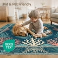 thumbnail image 4 of ODIKA Turtle Ocean Vintage Botanical Border Stained Entryway Nautical Teal Refined for Dining Room, Under Table, Office, Non-Slip Chair-Friendly Floor, 4 of 7