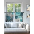 thumbnail image 4 of Sheer Curtains 54 Inch Length 2 Panels Set for Kitchen, Teal Grey Semi Sheer Curtains for Windows, Modern Oil Painted Abstract Art Aesthetics Voile Window Treatments Rod Pocket Curtain, 4 of 7