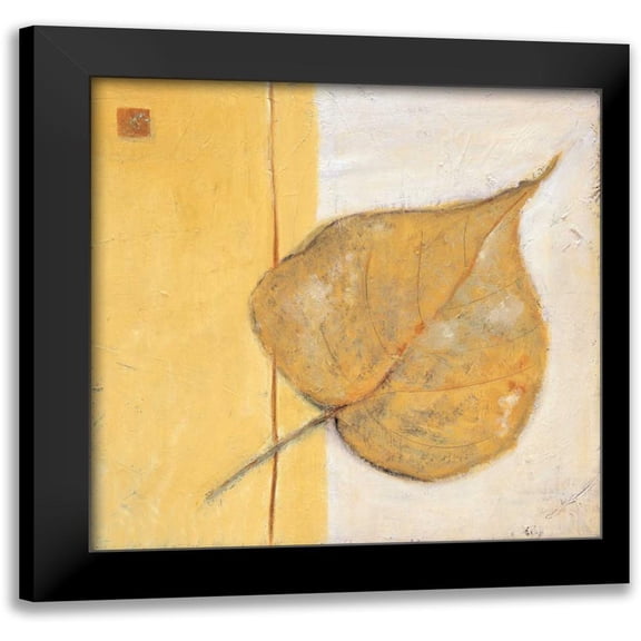 Salemink-Roos, Ursula 12x12 Black Modern Framed Museum Art Print Titled - Leaf Impression - Ochre