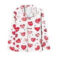 thumbnail image 5 of Riecok Cute Pajama Sets for Women Valentine's Day Long Sleeve Button down Shirts and Pants Heart Print Cozy Soft Sleepwear, 5 of 7